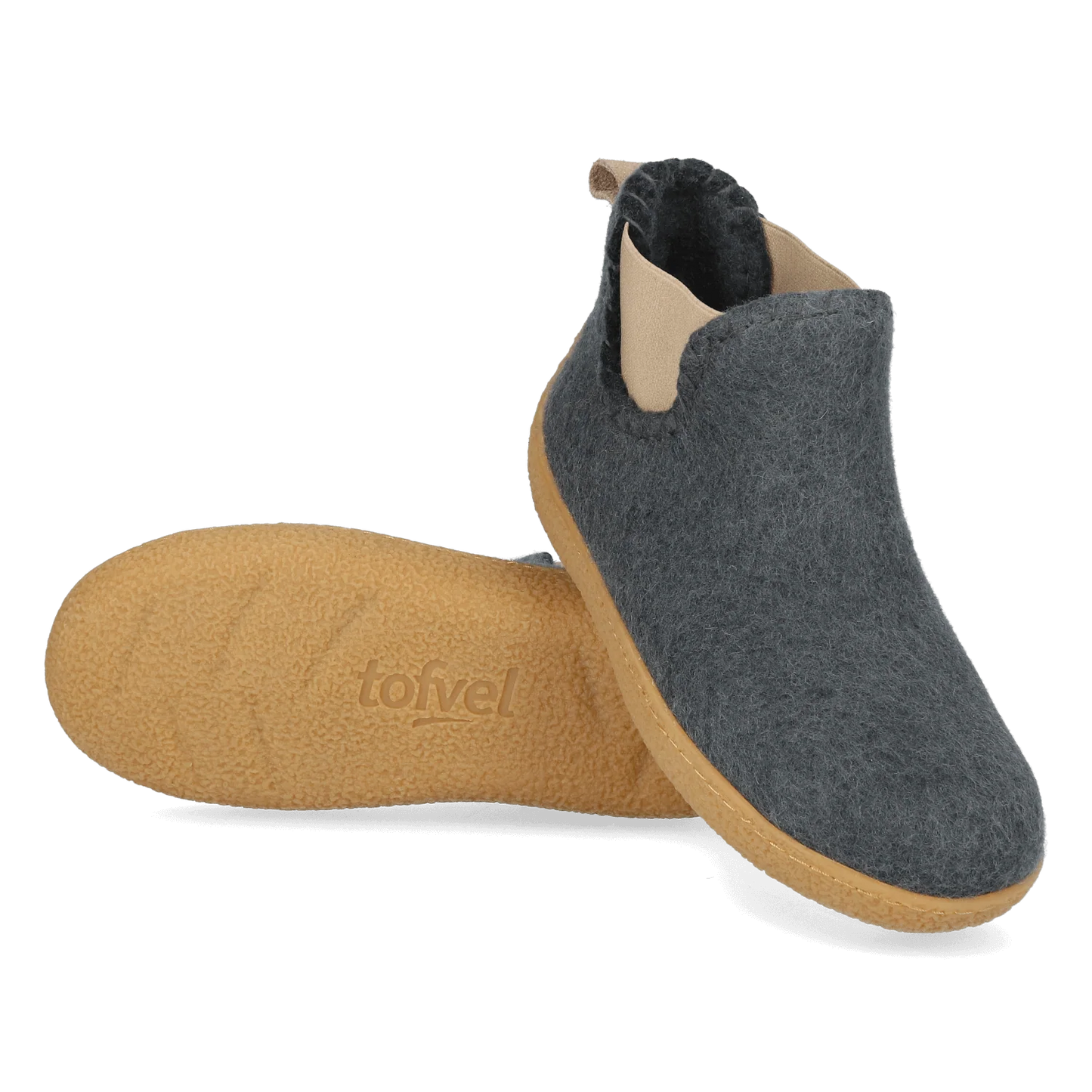 Tofvel Celsi Wollen slof met rubber zool