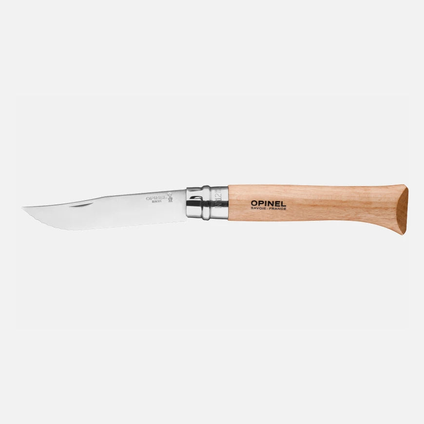 Opinel nr 12 inox gekarteld beukenhout in doos